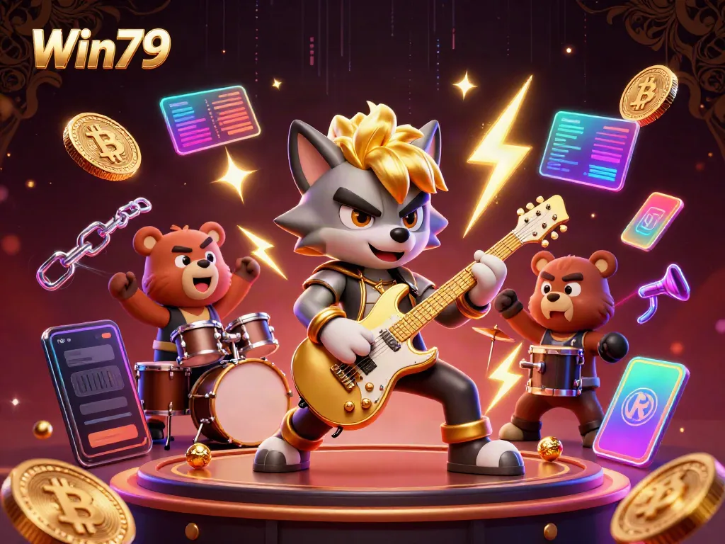 Win79's thrilling casino experience comes alive with vibrant characters and exciting gaming elements.