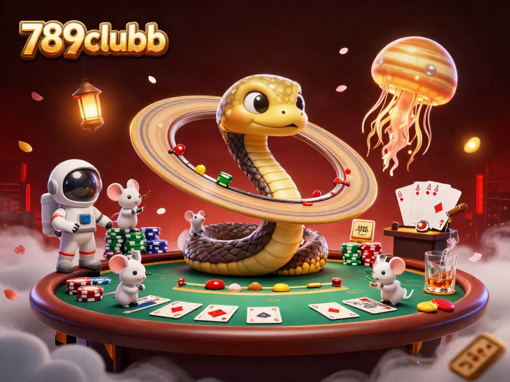 Engage in blackjack at 789clubb with astronaut mice placing bets in a cosmic casino