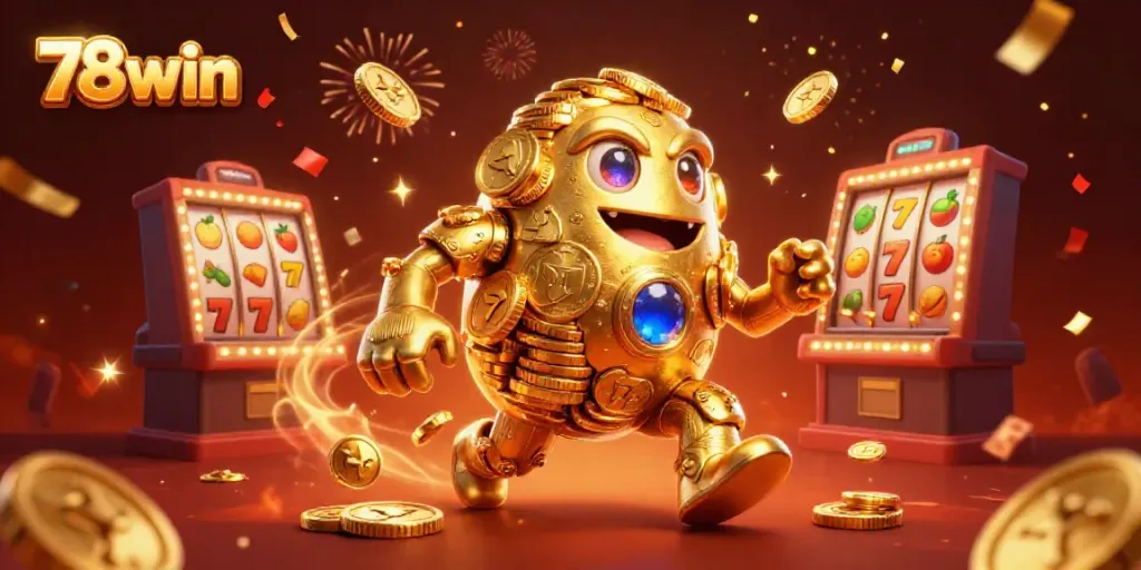 Experience the excitement of 78win with vibrant casino elements in a dynamic 3D illustration.