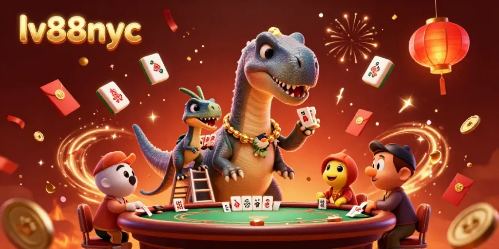 Experience excitement at lv88nyc with a lively casino scene, showcasing dynamic characters and festive elements.