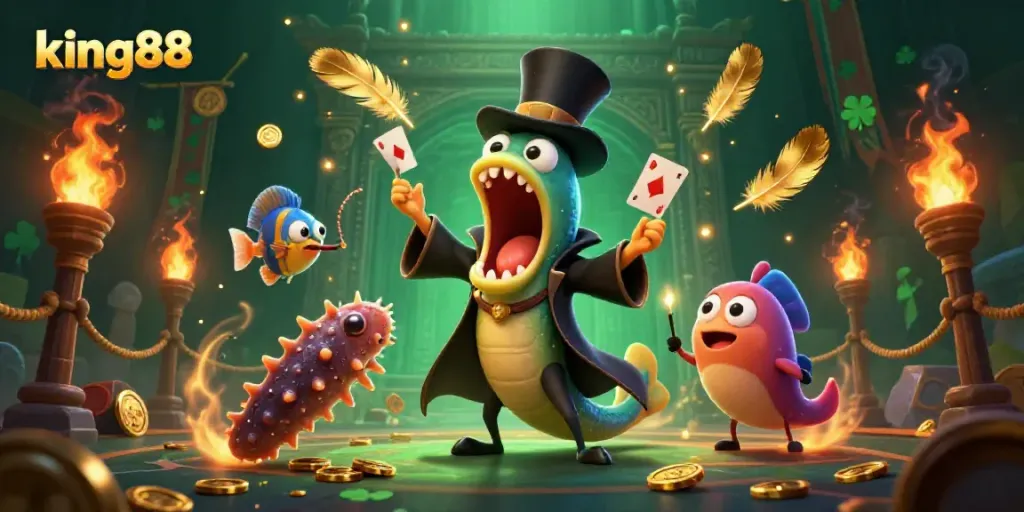 Experience thrilling gameplay at king88 with a magical underwater casino scene featuring vibrant characters.