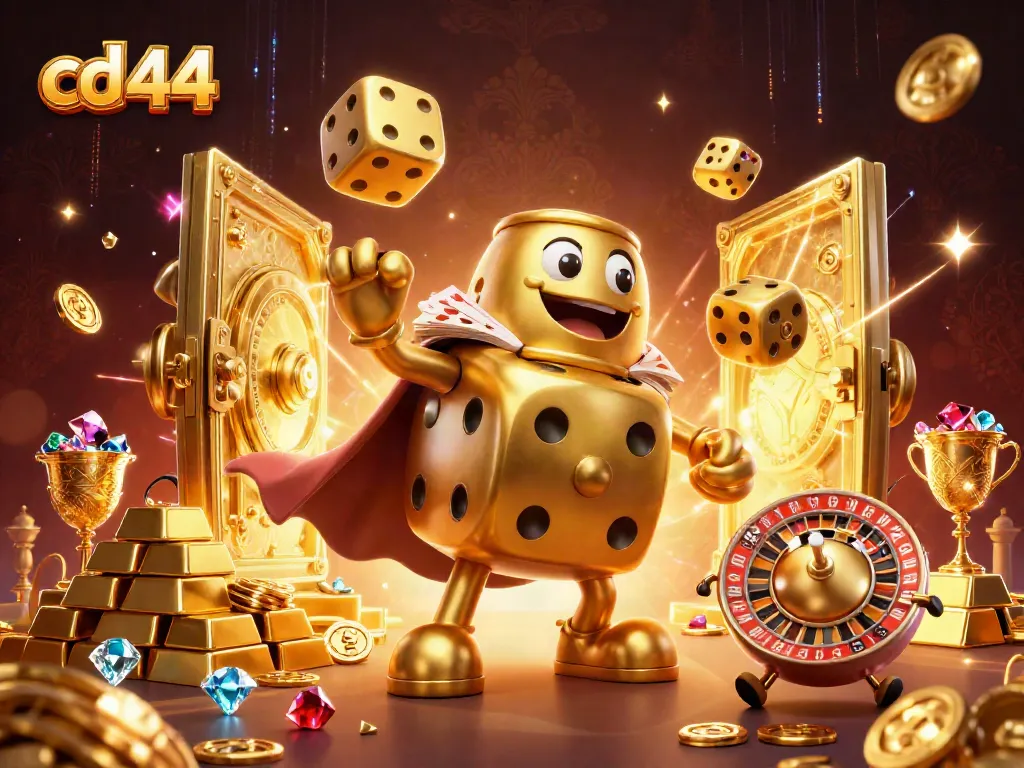 Experience thrilling gameplay with cd 44 as the golden dice juggles excitement in a vibrant casino atmosphere.