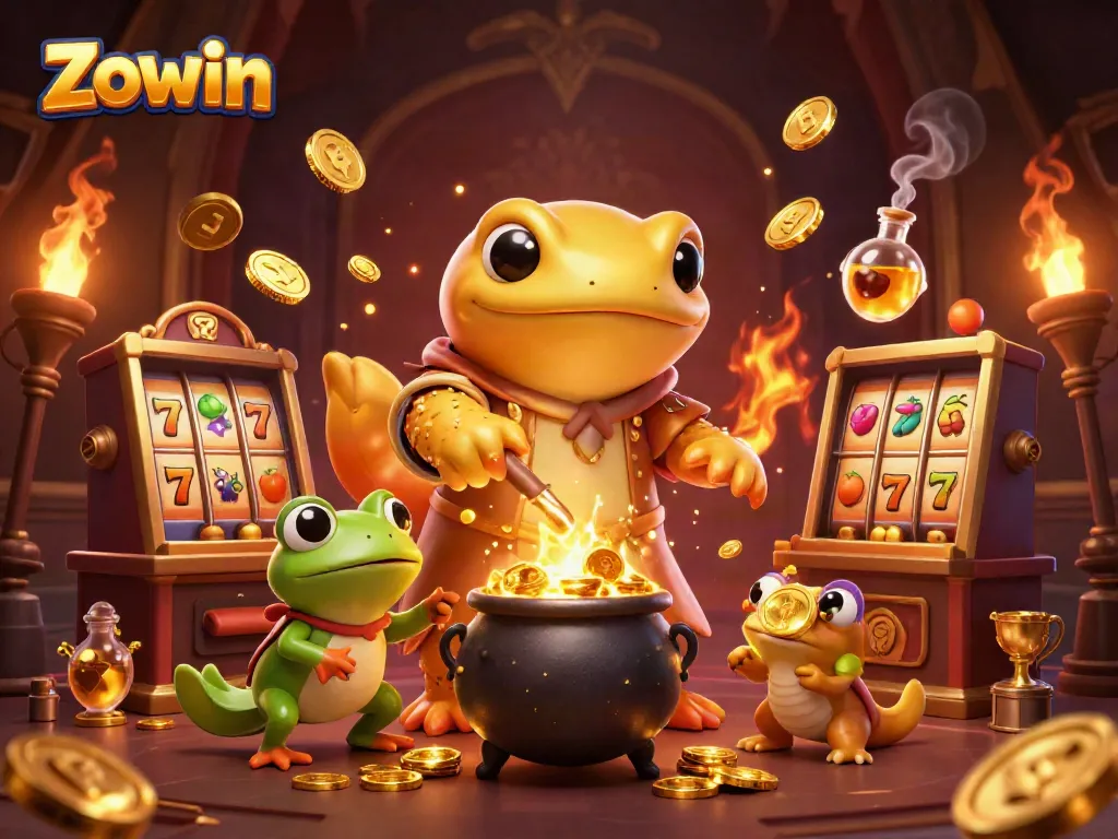 Zowin offers a rich online gaming experience with vibrant slot games featuring golden elements.