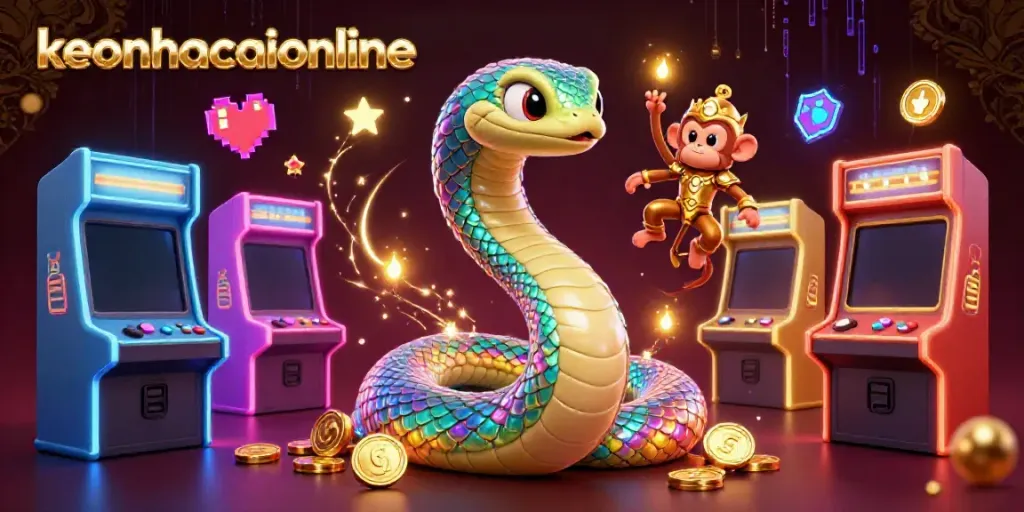 Engage with keonhacaionline's vibrant casino-themed illustration featuring playful characters and gaming elements.