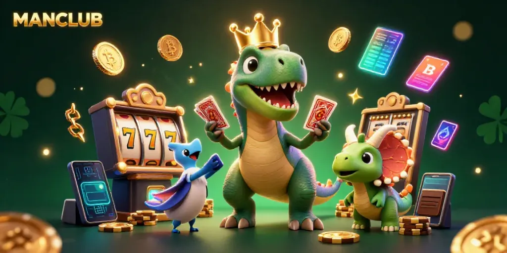 Engage in exhilarating gaming action with MANCLUB's vibrant illustration featuring charming casino-themed characters.