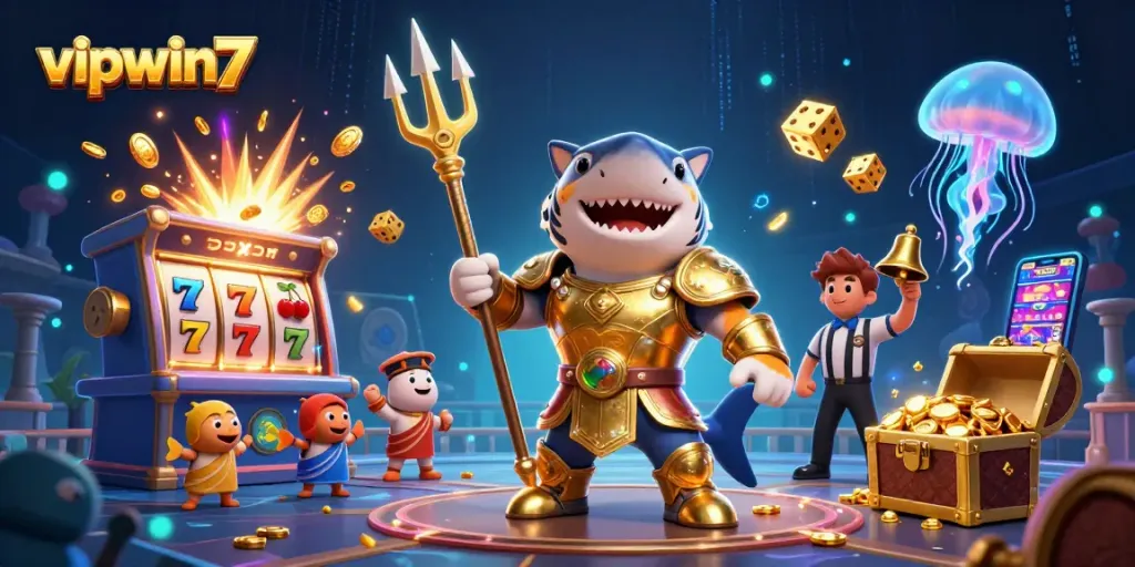 Experience casino excitement with vipwin7 in a vibrant underwater scene filled with thrilling game elements.