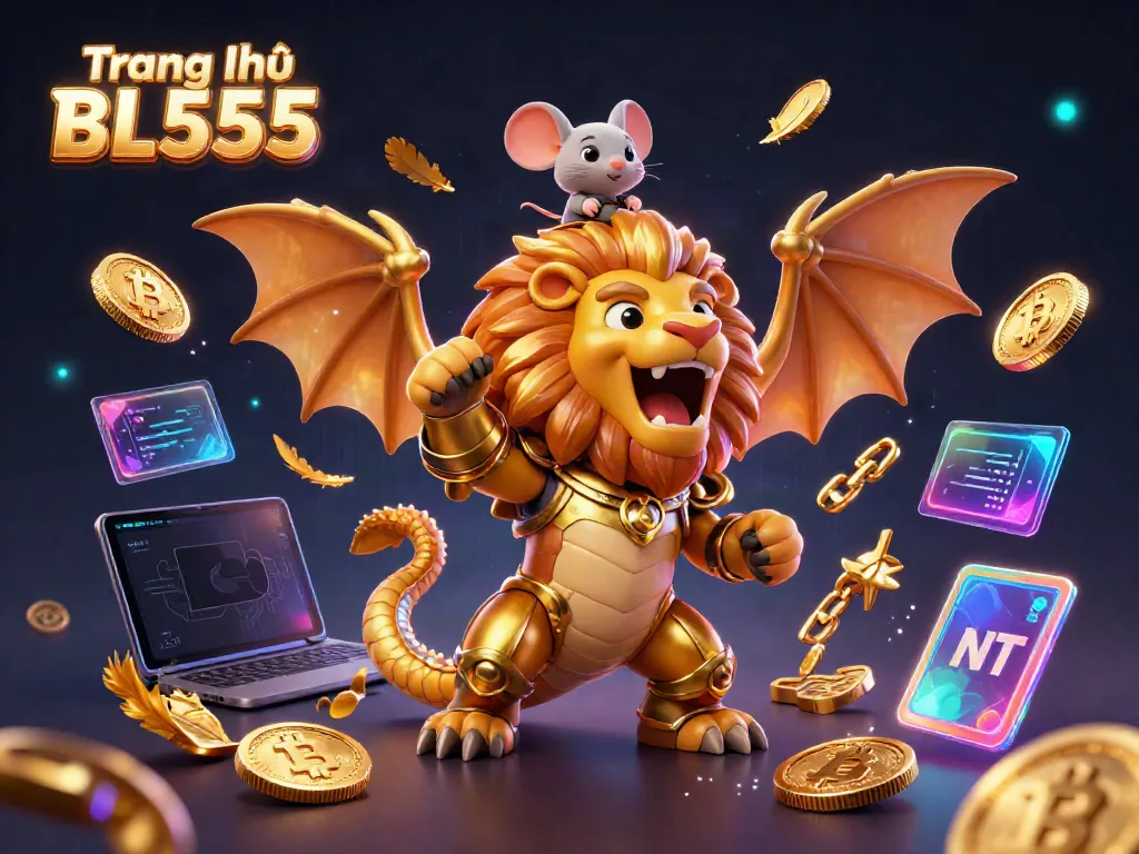 Immerse yourself in the action at Trang chủ BL555 with a triumphant chimera, showcasing vibrant casino elements.