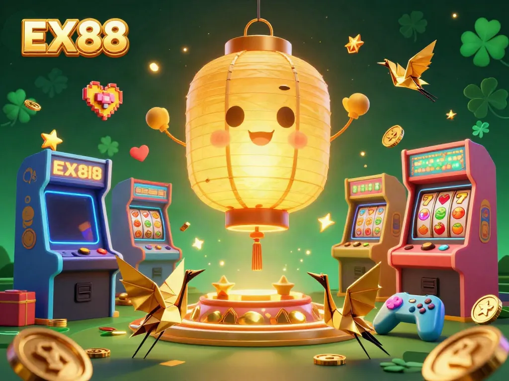 Experience the thrill of winning at EX88 casino with vibrant 3D characters and gaming elements.