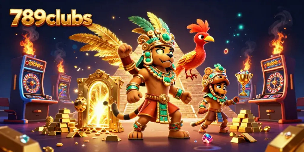 Experience the excitement of 789clubs with Mayan-inspired casino elements and vibrant 3D art.