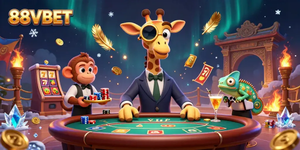 Engage with thrilling gameplay at 88VBET featuring a high-roller giraffe and exciting casino elements.