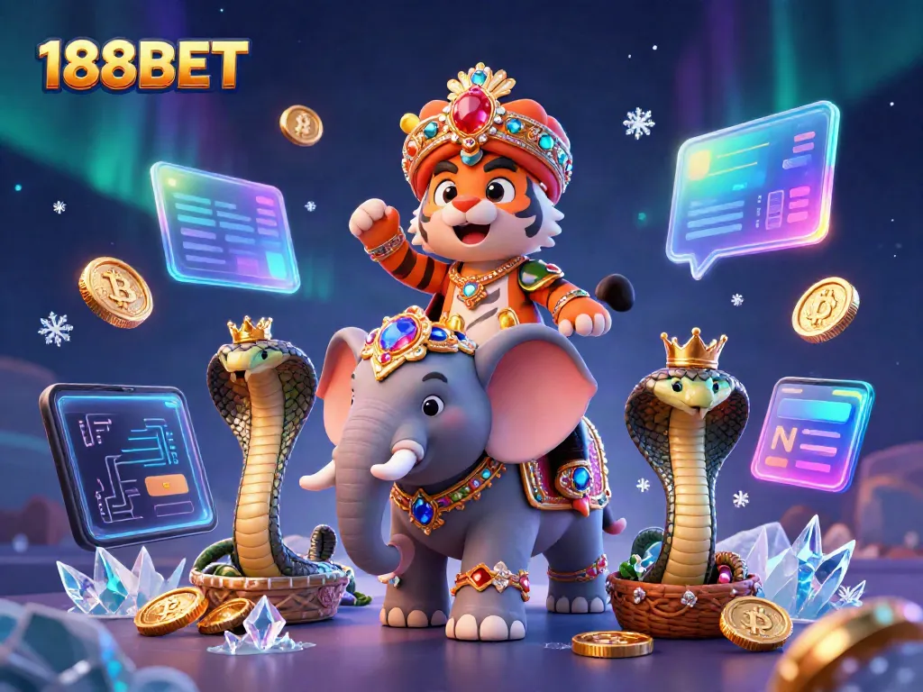 Experience the thrilling action of 188BET with a vibrant 3D casino digital illustration.
