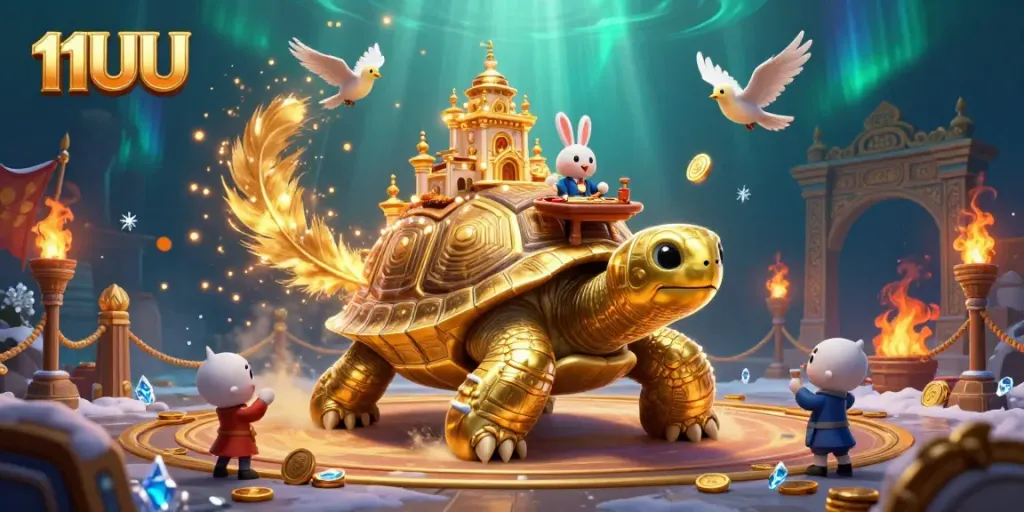 Experience thrilling 11UU gameplay with a golden tortoise, dealer rabbit, and rich betting elements.