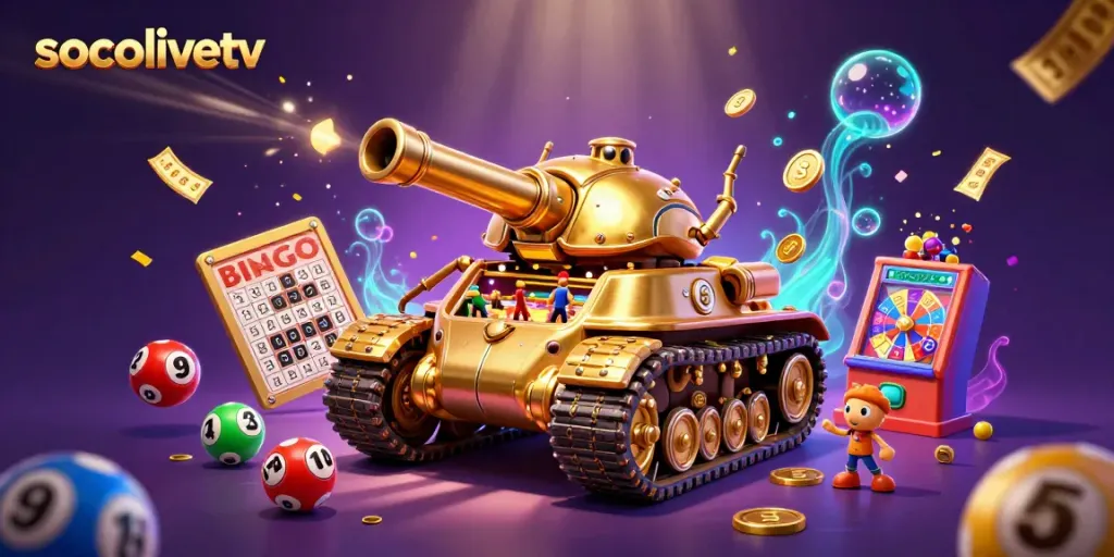Experience the excitement of socolivetv with a vibrant casino scene featuring a golden beetle tank