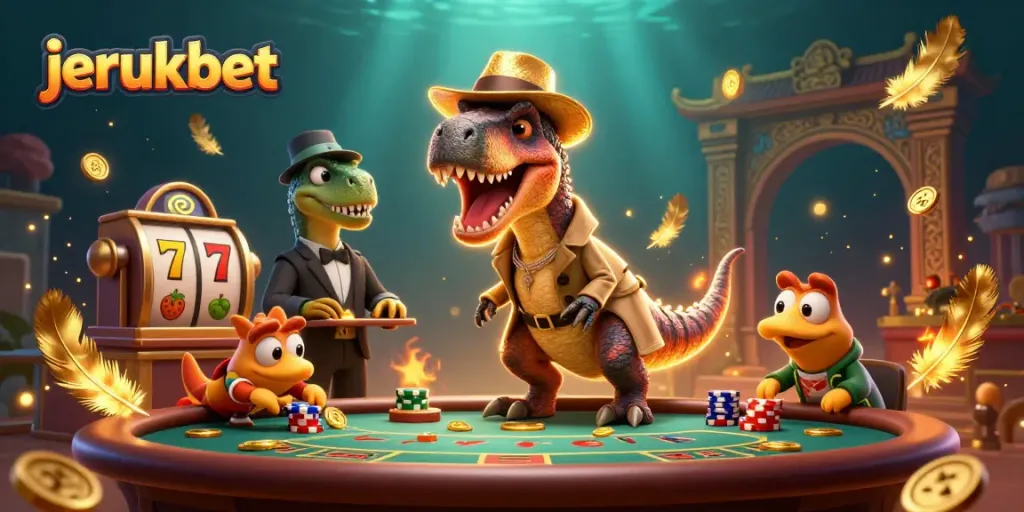 Rasakan keseruan jerukbet dengan Velociraptor, Stegosaurus, dan Kompi mencuri chip di meja blackjack.