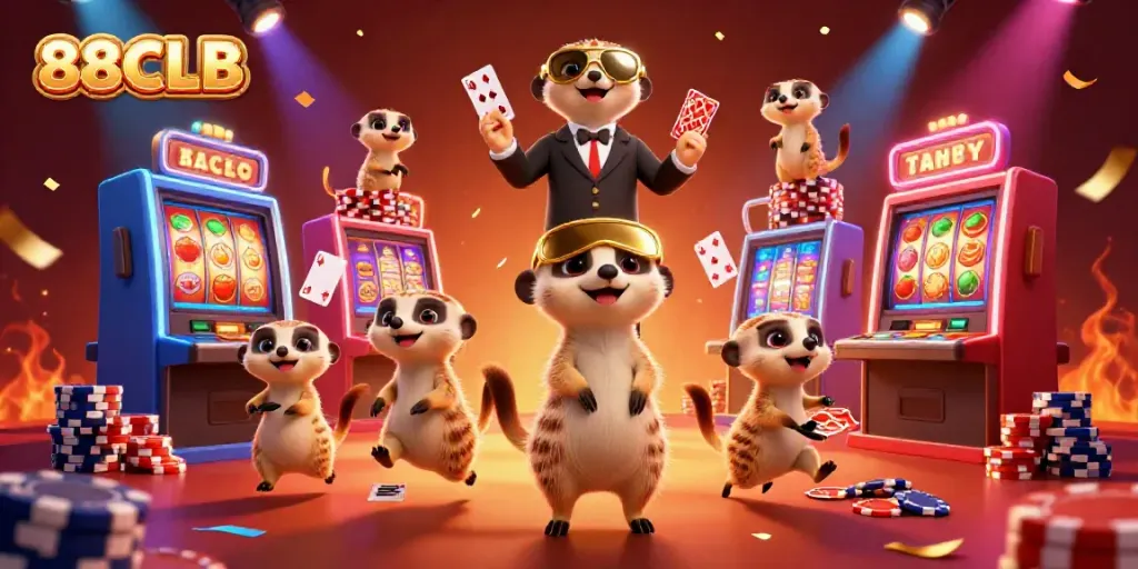 Experience thrilling gameplay at 88CLB with characters in a vibrant casino atmosphere filled with excitement.