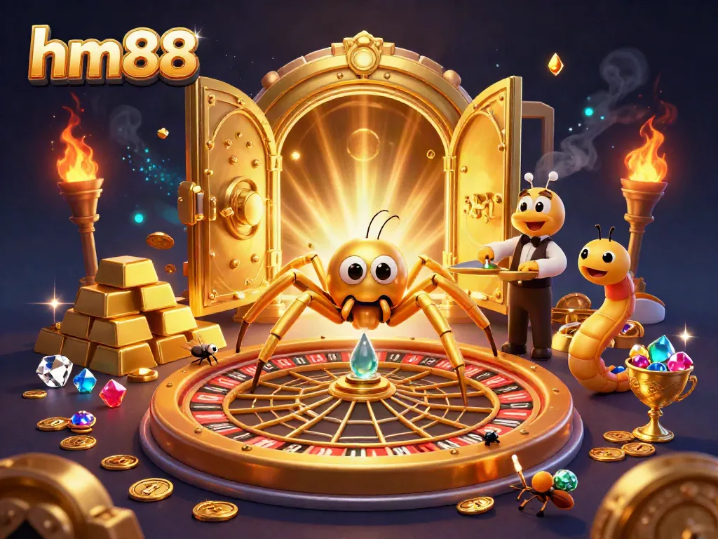 Engage in thrilling spins at hm88 interactive roulette table featuring a golden spider and immersive details.