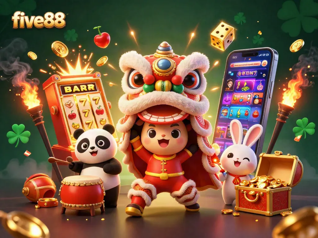 Win big with five88 and a vibrant display of lucky symbols and festive characters.