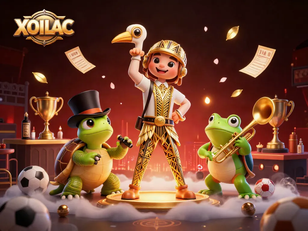 Visualize the excitement of betting on sports with XOILAC's lively illustration showcasing characters and thematic elements.