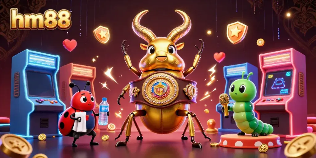 Play and win at hm88 with vibrant casino-themed characters in a dynamic gaming scene.