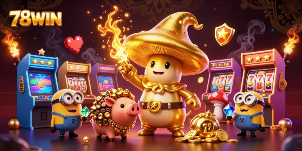 Experience the magical world of 78WIN with golden treasures and exciting game elements.