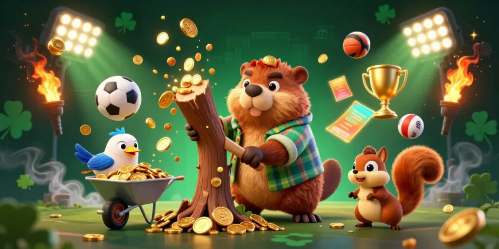 Experience the excitement of SUNWIN with vibrant 3D characters amidst a gold-filled dynamic casino scene.