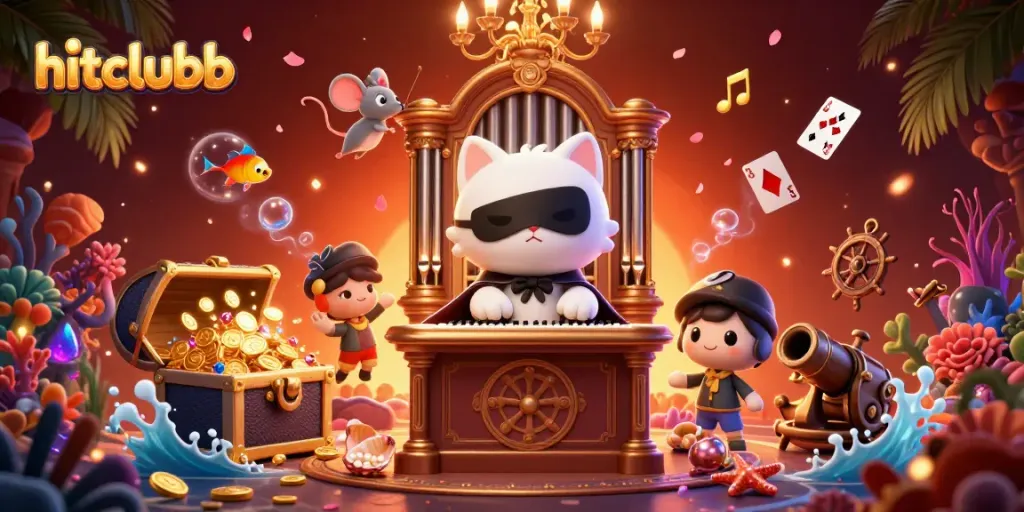 Experience the thrill of hitclubb with unique gaming characters in a lavish casino scene.