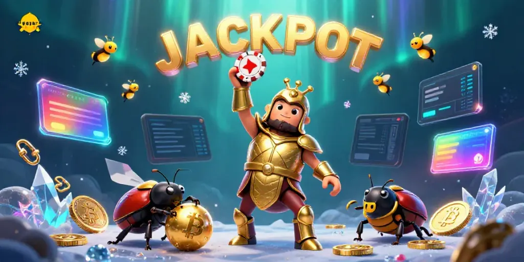 Experience the excitement of dabet with a 3D cartoon illustration celebrating a jackpot moment.