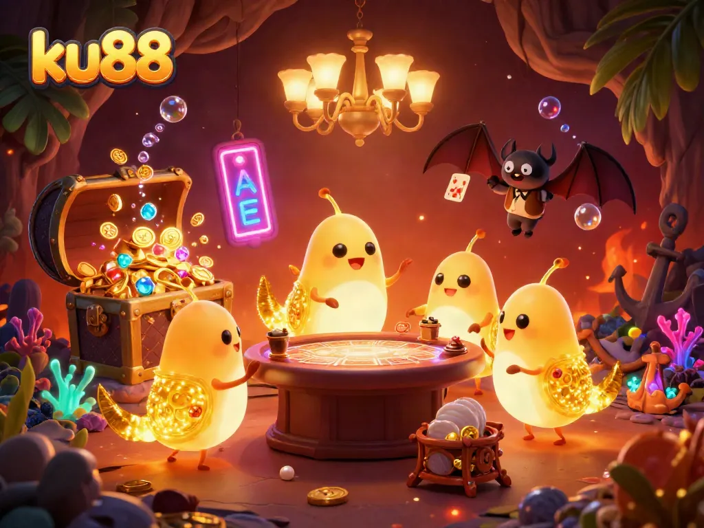 ku88 ignites excitement with glowing glowworms illuminating a vibrant casino atmosphere.