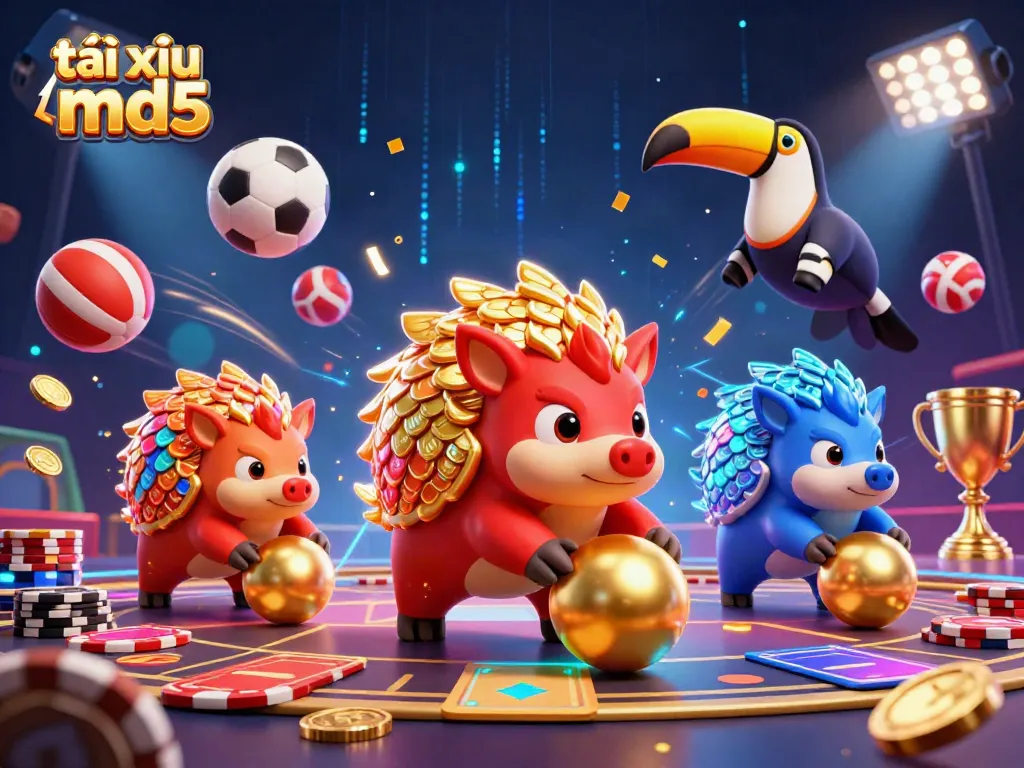 Experience thrilling gameplay with tài xỉu md5 as pangolins bowl through poker chips in an exciting casino showdown.