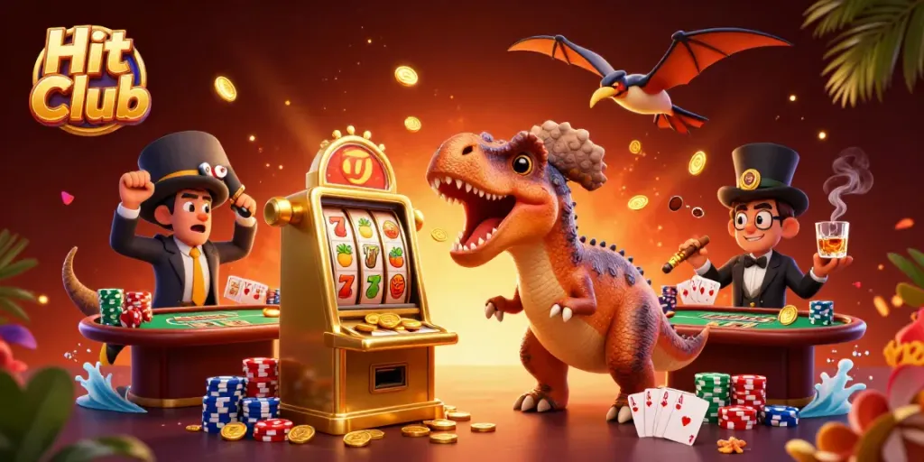 Catch the winning moments in Hit Club with animated dinosaurs and golden coins!
