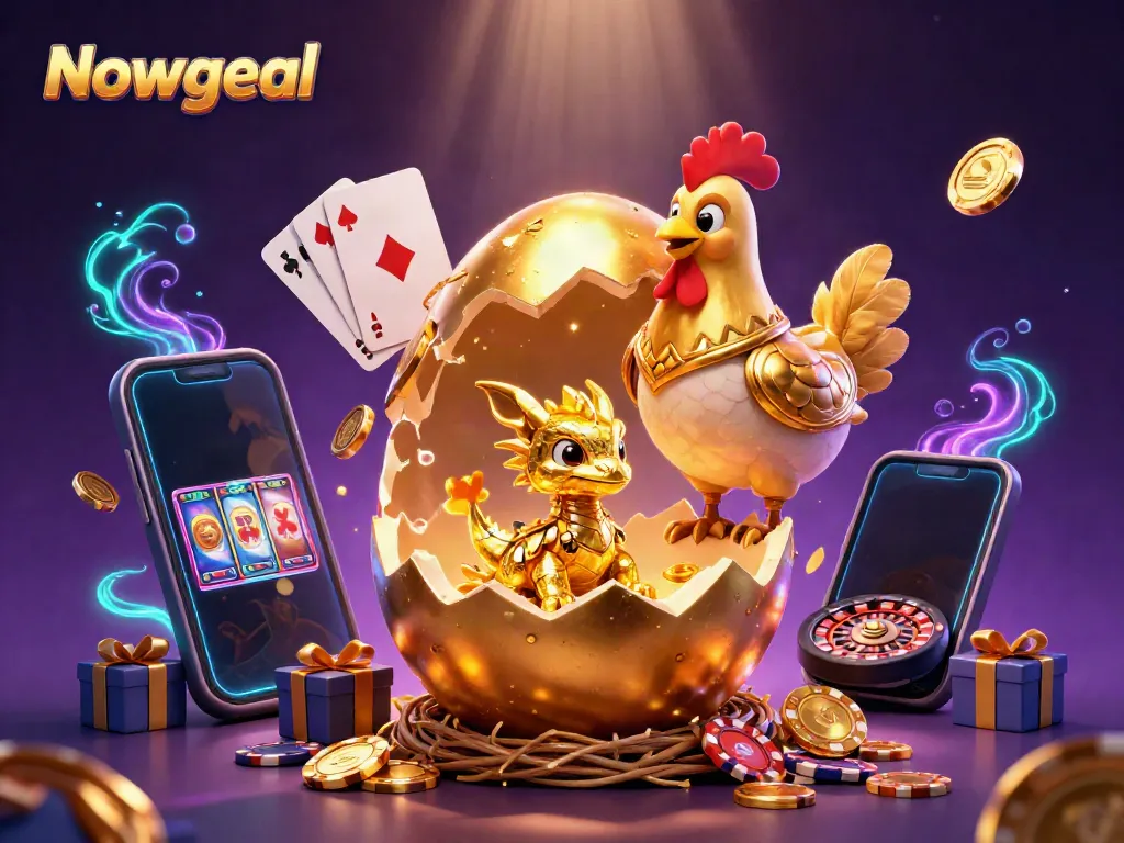 Engage with Nowgoal for thrilling real-time betting experiences, featuring a dynamic scene of gaming elements.