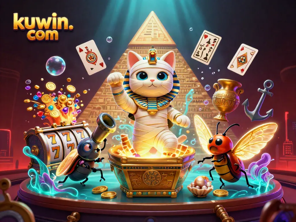 Experience thrilling gaming at kuwin. com with vibrant characters and casino elements in this captivating illustration.