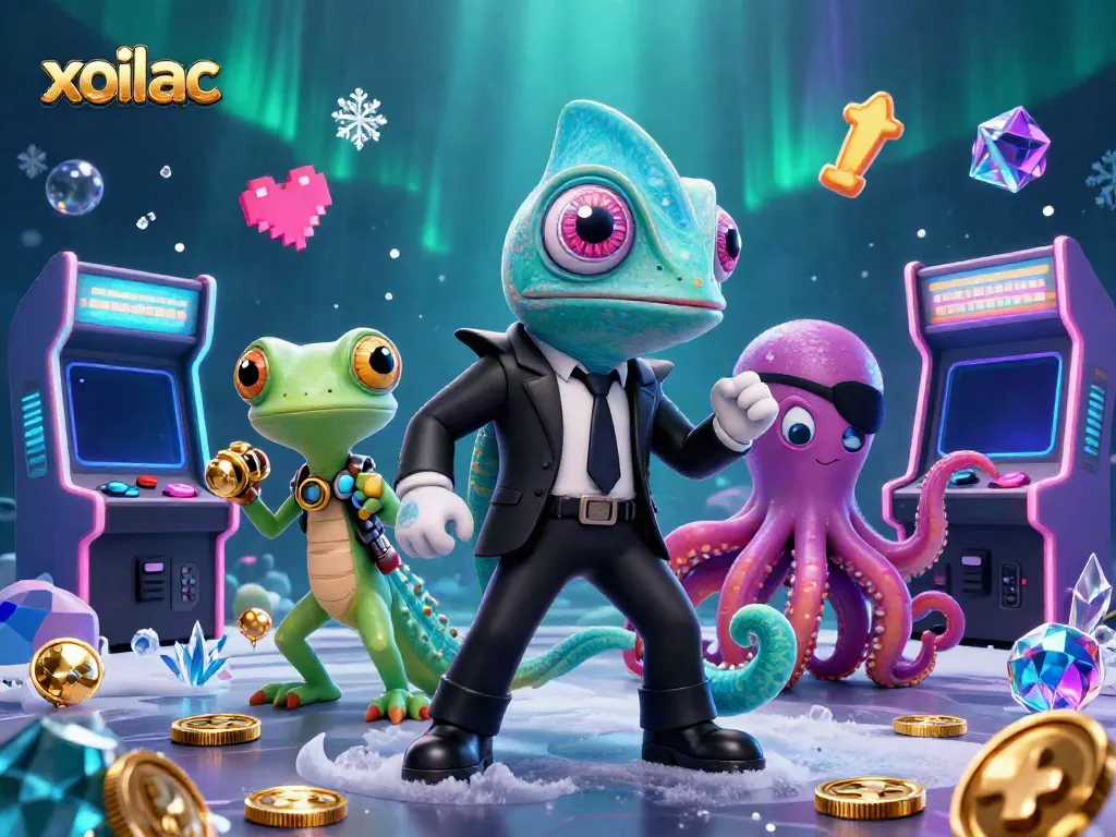 Xoilac offers vibrant sports betting experiences, featuring a colorful representation of a chameleon, gecko, and octopus.