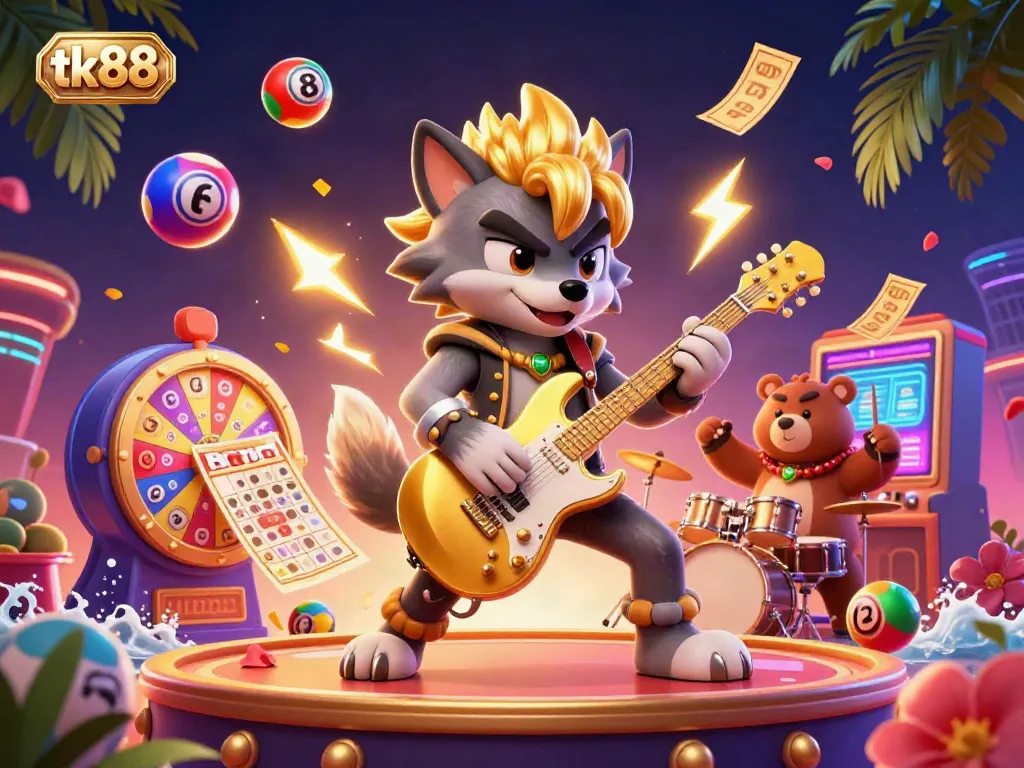 Experience excitement with the tk88 casino illustration featuring dynamic characters and vibrant elements.