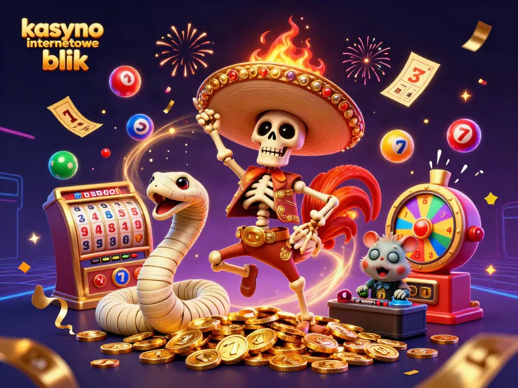 Experience the excitement of kasyno internetowe blik with vibrant slot reels and festive characters.