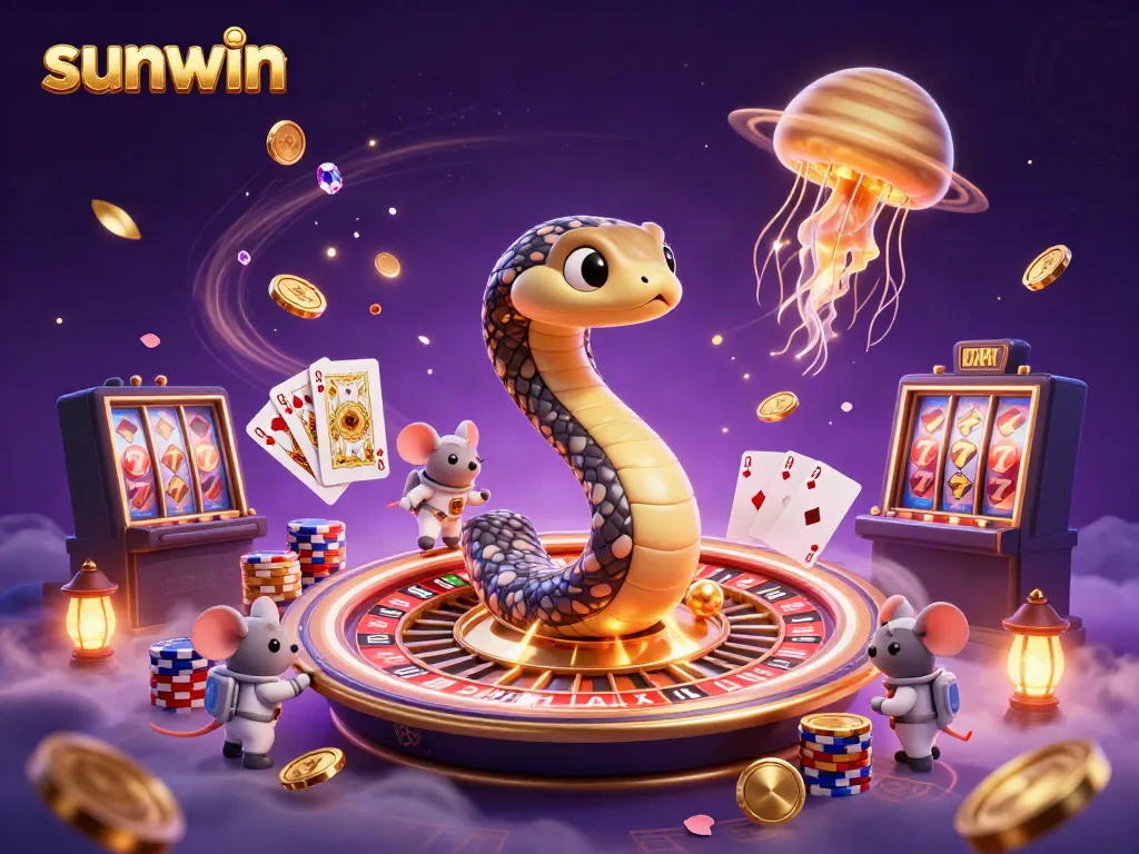 Experience exciting moments with sunwin at a cosmic casino scene featuring vibrant details.