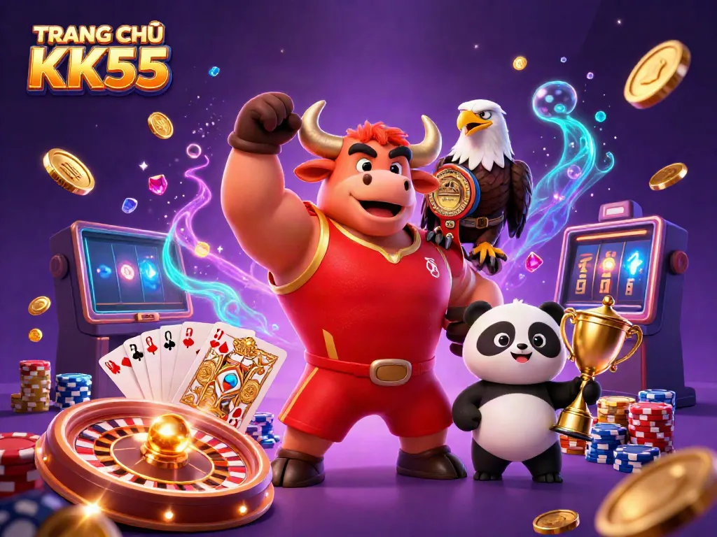 Winning big at TRANG CHỦ KK55 with cheerful characters and dynamic casino elements.