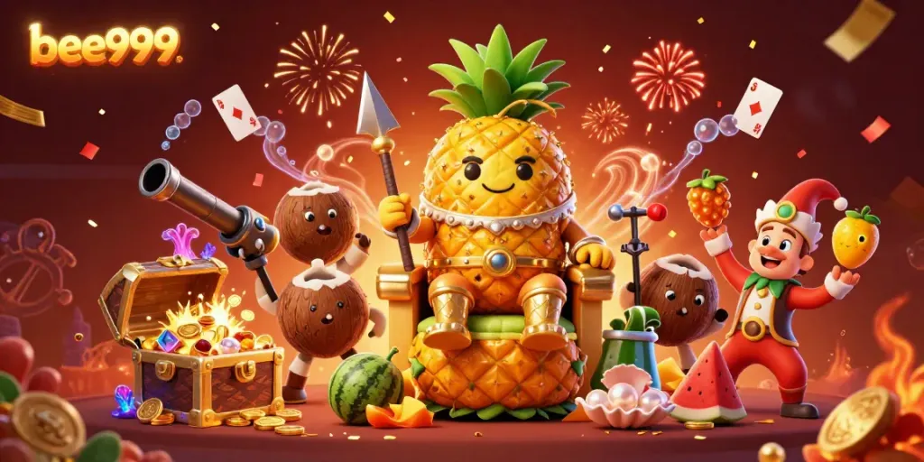 Engage with bee999's vibrant casino experience featuring a tropical king and dynamic gameplay elements.