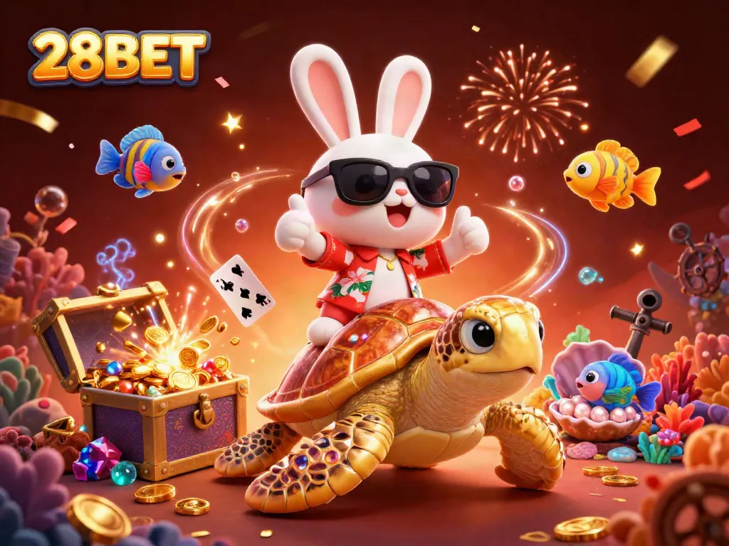 Win exciting rewards with 28BET's thrilling casino experience featuring colorful characters and vibrant underwater treasures.
