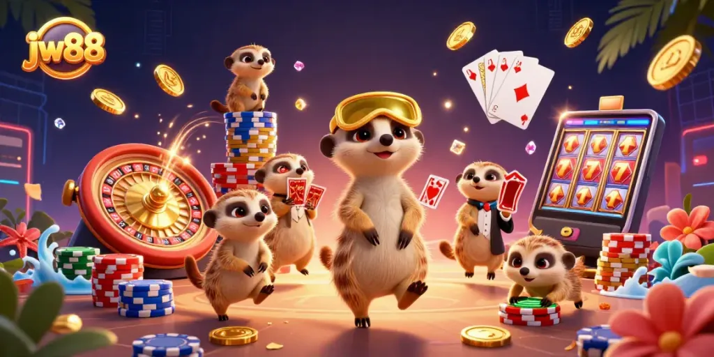 Experience thrilling gameplay at jw88 with meerkats running a dynamic casino showcasing exciting games and betting strategies.