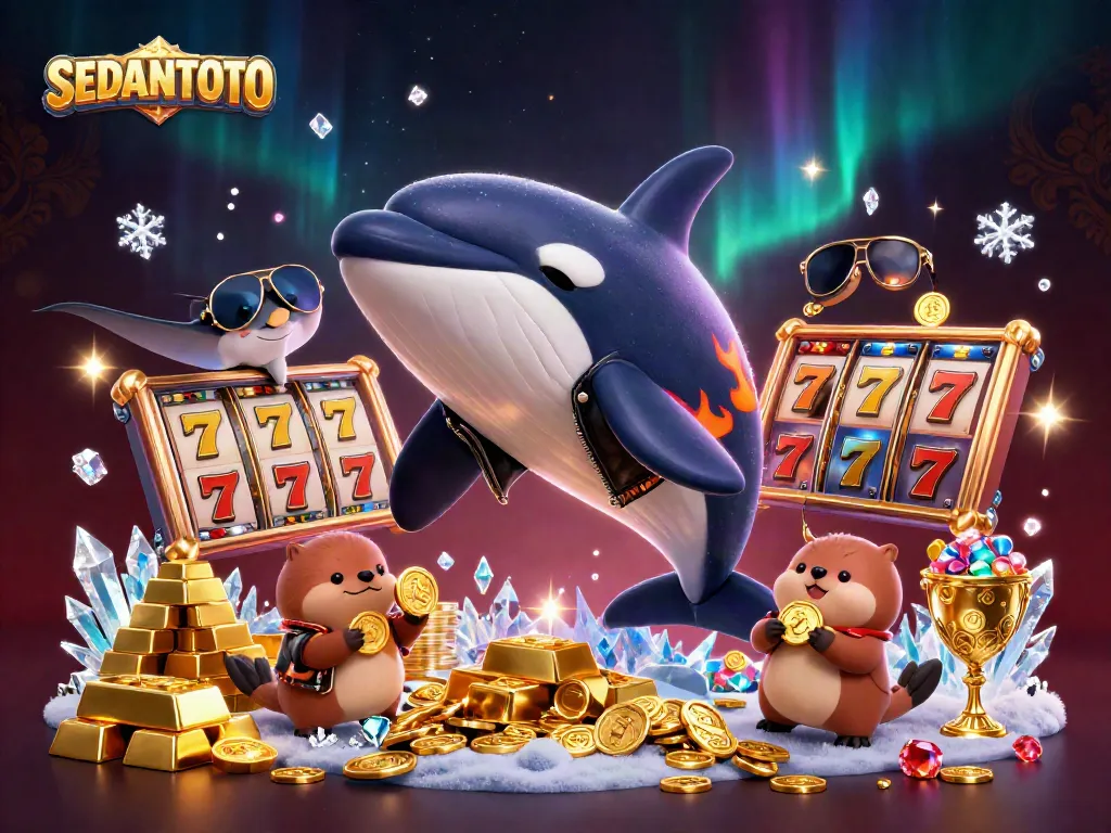 Engage with SEDANTOTO thrills as a cartoon orca and friends enjoy exhilarating casino fun.