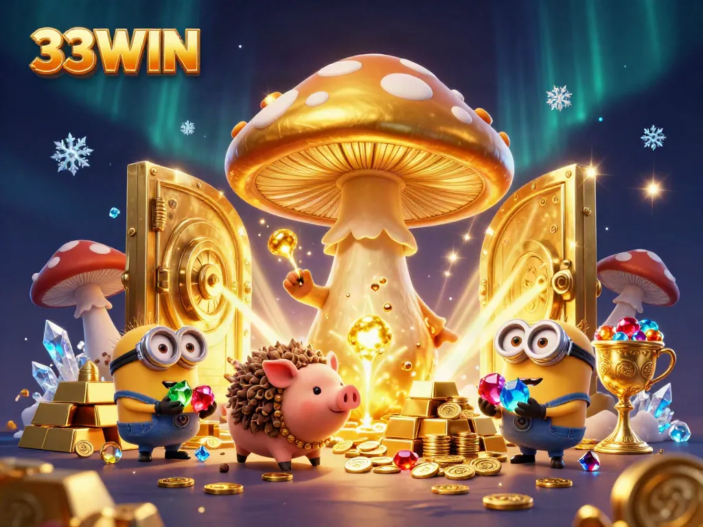 Experience the magic of 33WIN with golden treasures bursting from a mystical vault.